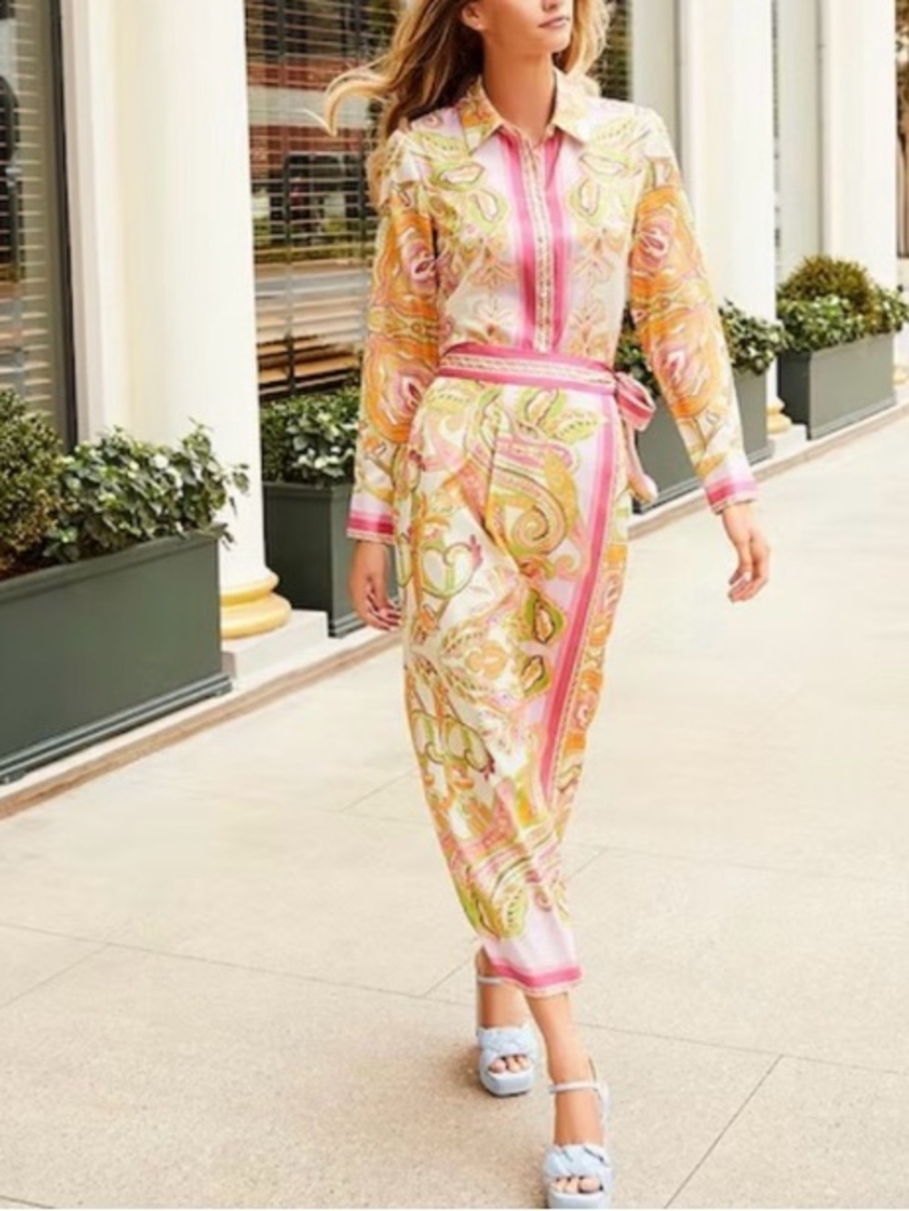 ANTONIO MELANI Set Clio Paisley Scarf Print Satin Top & Skirt - Picture 6 of 12